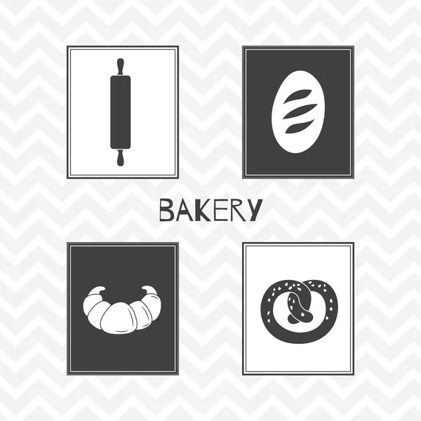Handgezeichnete Silhouetten. Bäckerplakate — Stockvektor