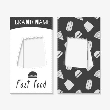 Elle çizilmiş siluetleri. Fast food kartvizit