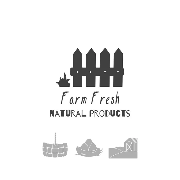 Handritad silhuetter. Farm marknaden logotyp mallar för craft mat förpackningar eller varumärke identitet — Stock vektor