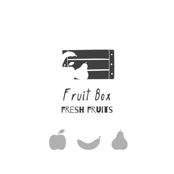 Siluetas dibujadas a mano. Plantillas de logotipo de frutas para envases de alimentos artesanales o identidad de marca — Archivo Imágenes Vectoriales