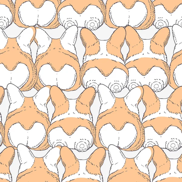 El ile Seamless Modeli köpekler doğurmak Galce corgi pembroke çizilmiş. Çizgi film arka plan