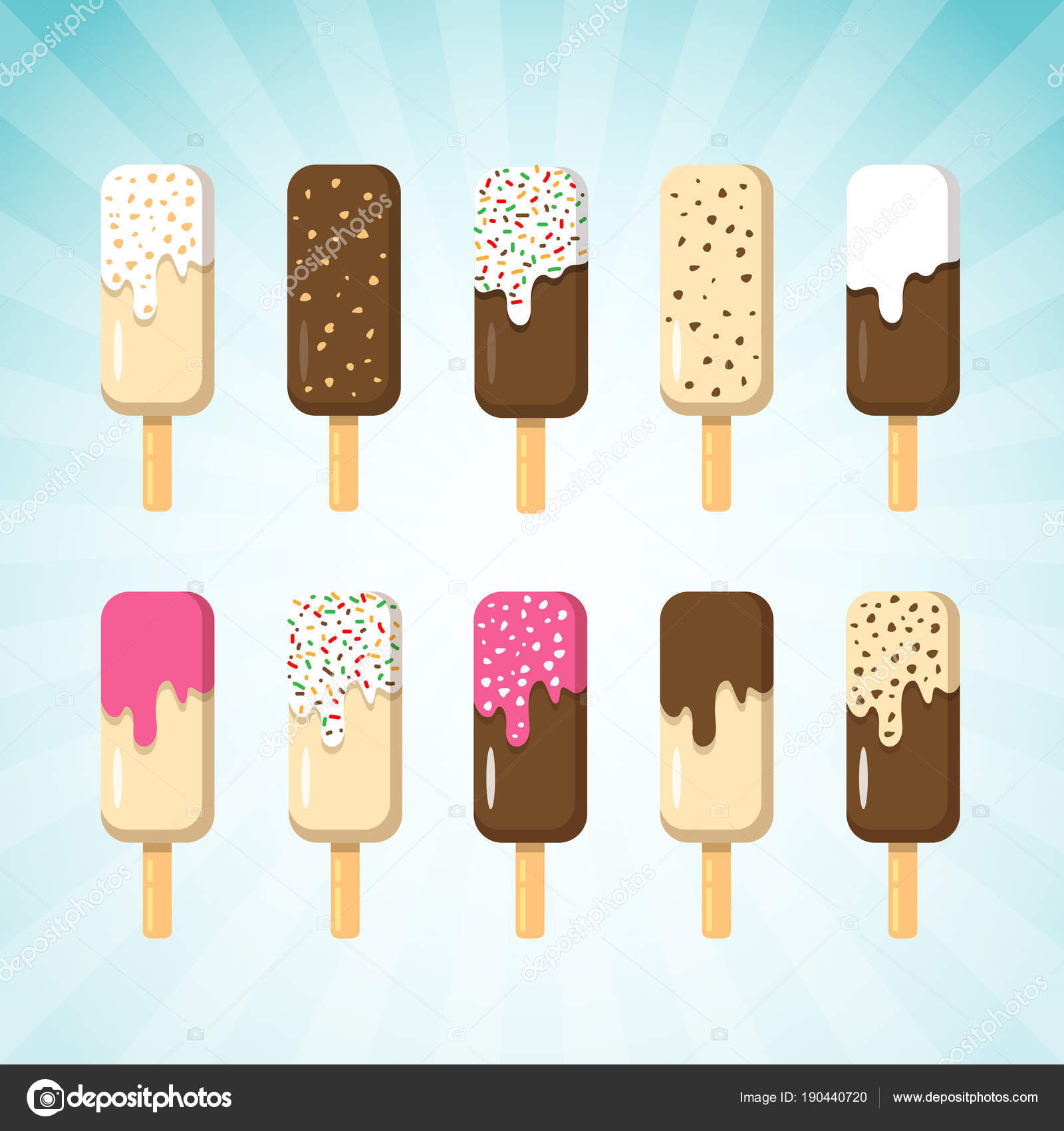 Set Ice Cream Stick Many Flavor Ice Creams Chocolate Vanilla Stock Vector Image by ©acarapi #190440720 Set Ice Cream Stick Many Flavor Ice Creams Chocolate Vanilla Stock Vector Image by ©acarapi #190440720