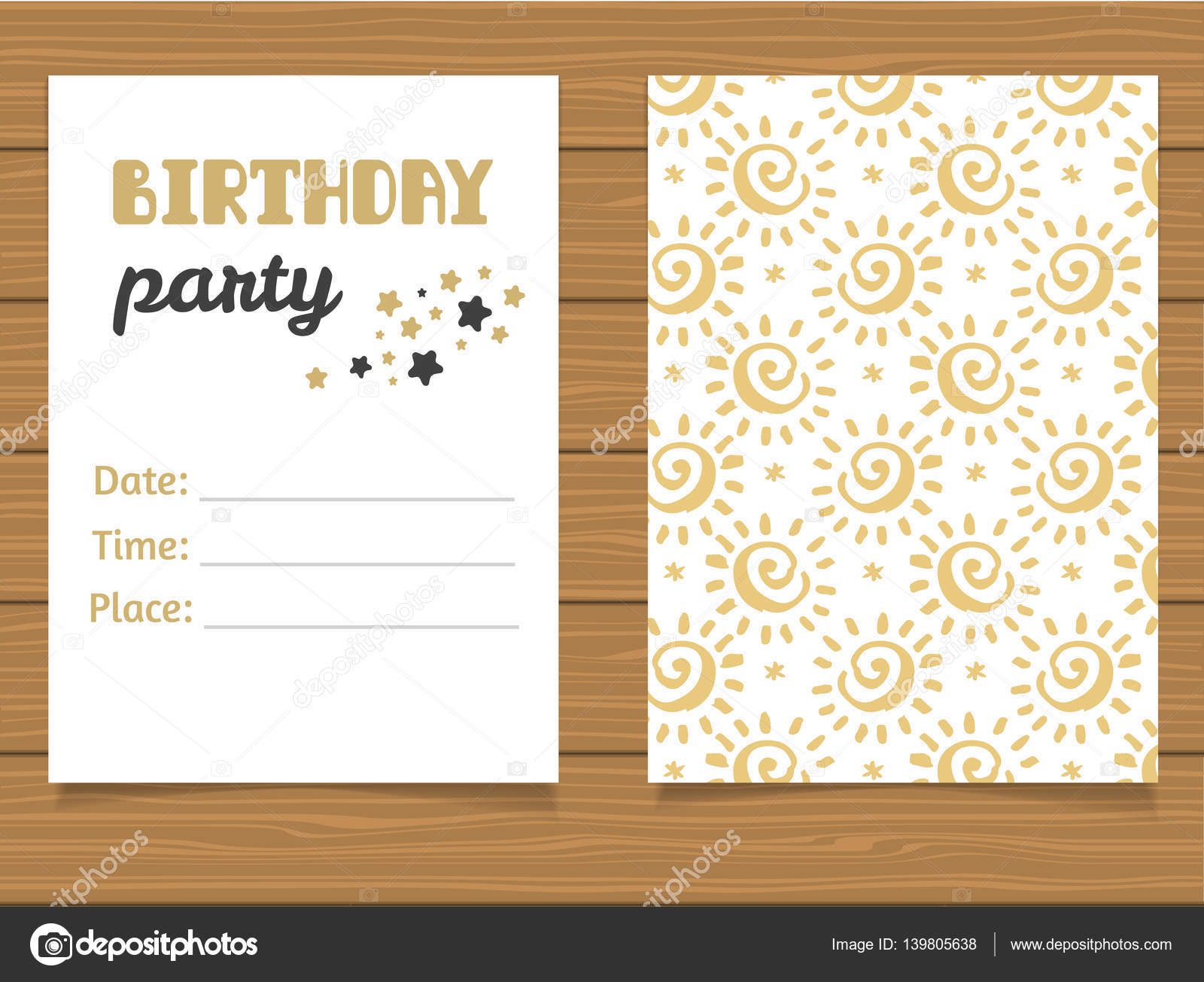 Beautiful modern invitation to a birthday party. Stock Vector by ©pp_scout  139805638, image size:1600x1305
