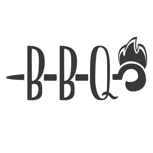 Шаблоны векторов барбекю, логотипа и эмблемы, изолированные на белом фоне. Элемент меню ресторана стейк-хаус — стоковый вектор