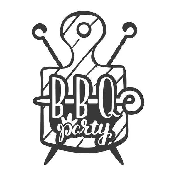 Plantillas de vectores de etiqueta, logotipo y emblema de fiesta de barbacoa aisladas sobre fondo blanco. Filete restaurante menú elemento de diseño — Vector de stock