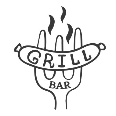 Logo bar ızgara. Vintage Barbekü Restoran logo tasarımı.