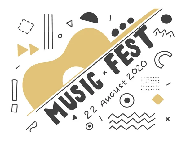 Festival Música Letras Mão Composição Preto Branco Para Cartaz Publicitário — Vetor de Stock