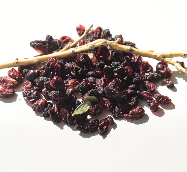 Dried honeysuckle on white background with leaves and branch — Stock Photo, Image