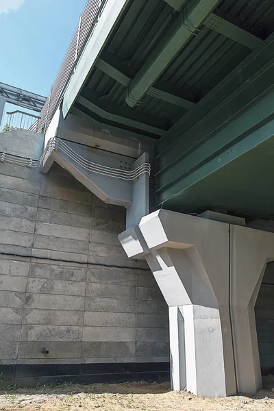 Road bridge. Concrete bridge support