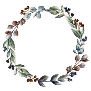 Suluboya çiçek çelengi.