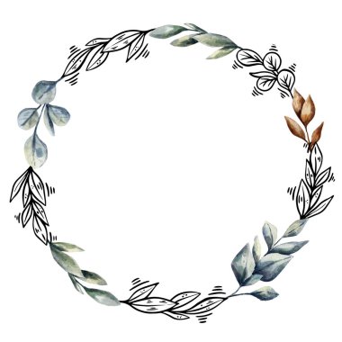 Suluboya çiçek çelengi