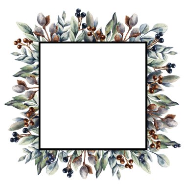 Suluboya çiçekli kenar çerçevesi.