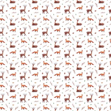 Suluboya hayvan deseni. Sevimli el çizimi dokusu.