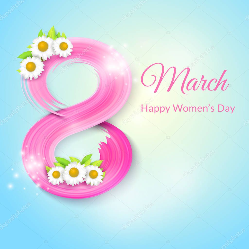8 March, International Womens Day. Greeting card