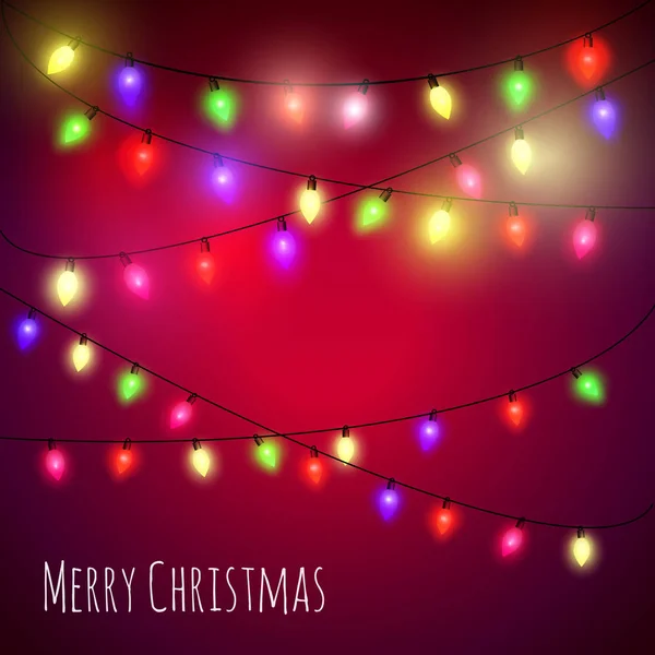 Christmas greeting card with colourful lights — Stock Vector