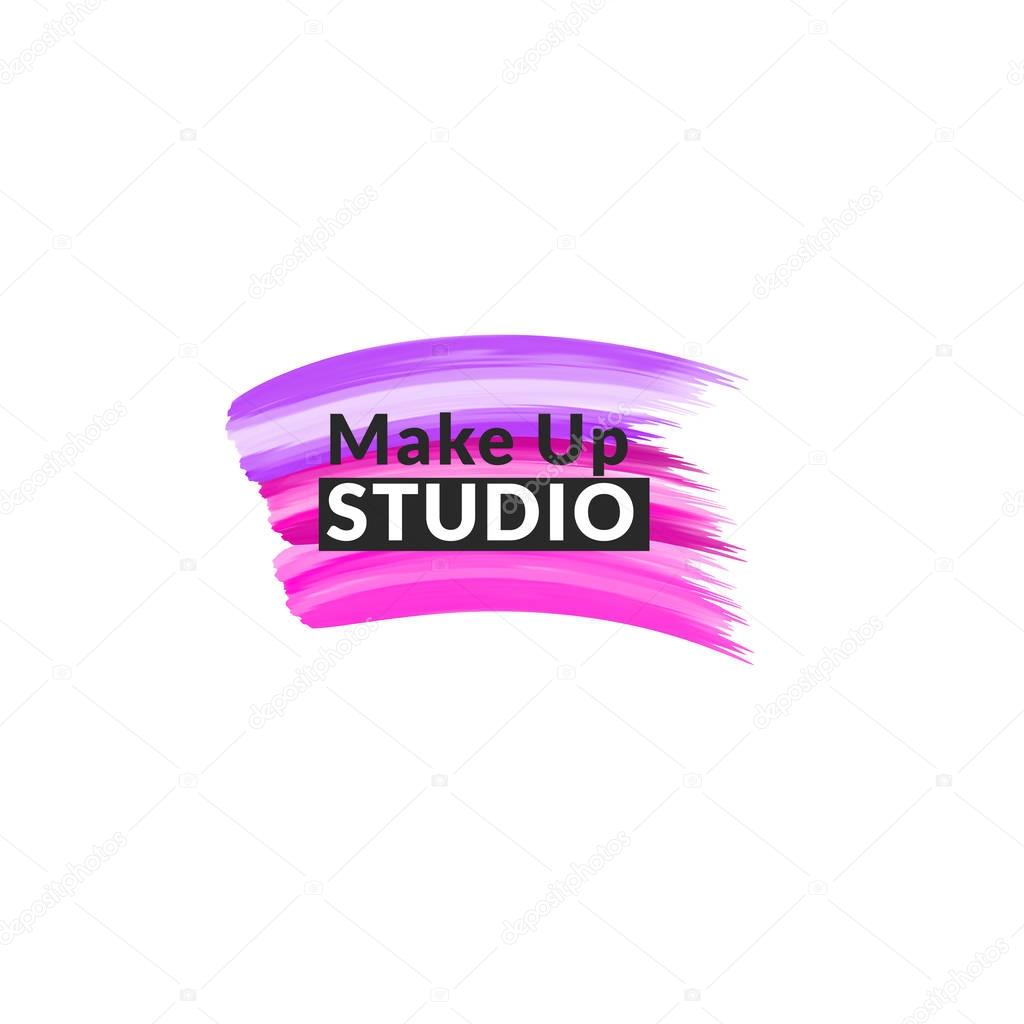 Makeup studio logo design template. Vector logotype layout. Stylist, makeup artist , beauty salon emblem template