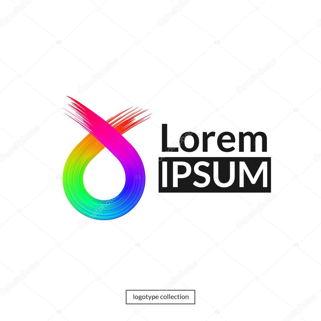 Abstract loop element for design. Rainbow logo template. Vector. Drop on rainbow background.
