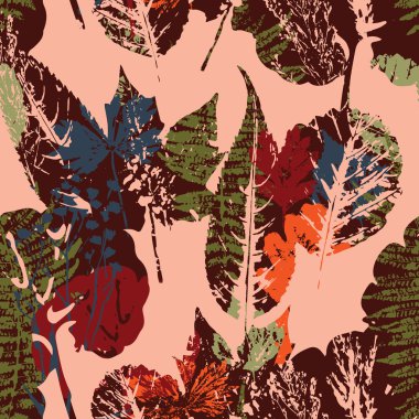 Soyut sonbahar yaprakları ile Seamless Modeli.