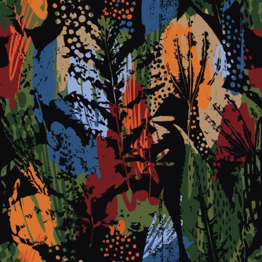 Soyut sonbahar yaprakları ile Seamless Modeli.