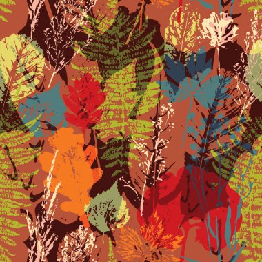 Soyut sonbahar yaprakları ile Seamless Modeli.