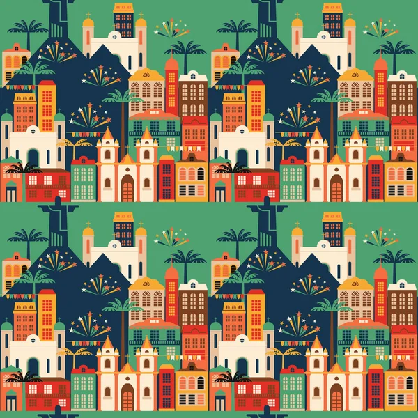 Latin American holiday, the June party of Brazil. Seamless pattern. — Stock Vector