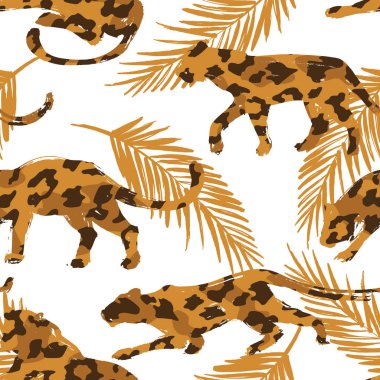 Soyut hayvan siluetleriyle kusursuz egzotik desenler.