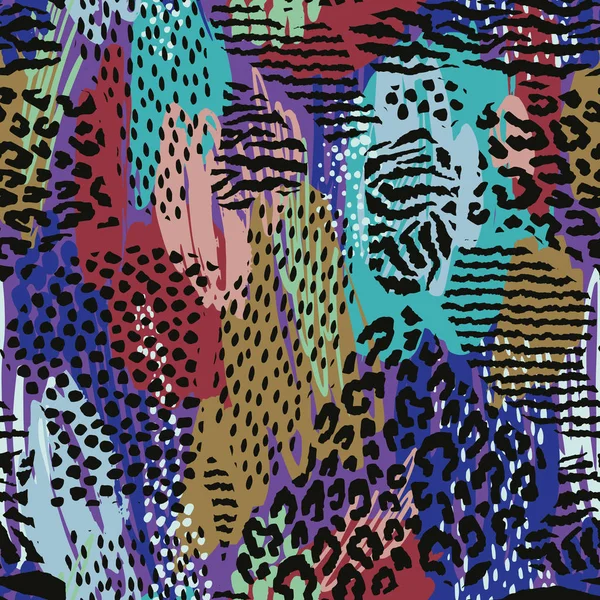 Abstract seamless pattern with animal print. Trendy hand drawn textures.