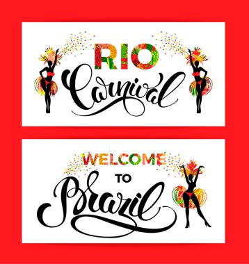 Rio Carnival. lettering design with hand draw texture. clipart