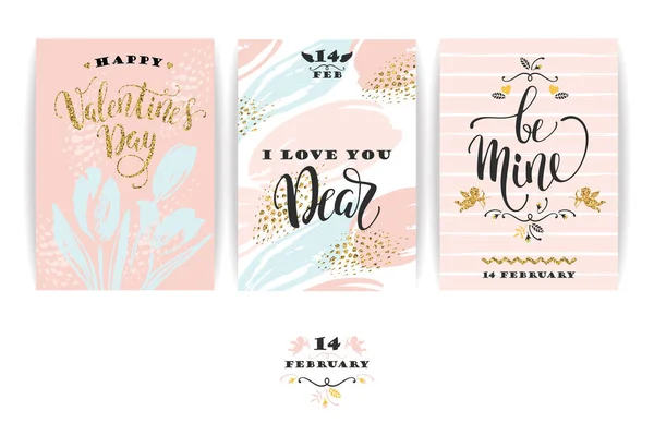Set of Happy Valentines Day cards. — Stock Vector
