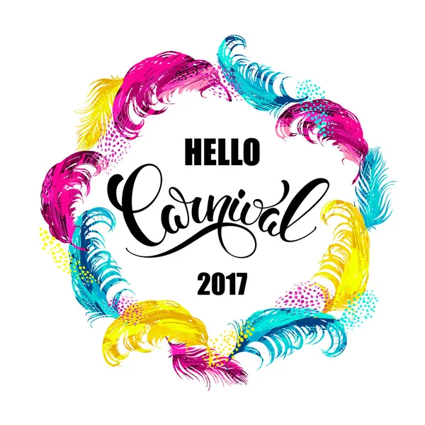 Karnaval. yazı tasarımı ile tüy çerçeve.