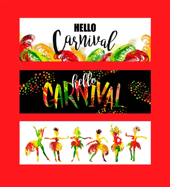 Carnaval. Bright feestelijke banners trending abstracte stijl. — Stockvector