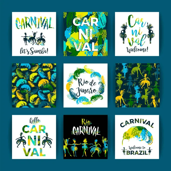 Brazilië carnaval. Heldere feestelijke sjablonen. — Stockvector