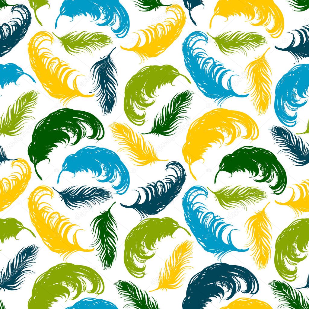 Vector seamless pattern with abstract feathers.