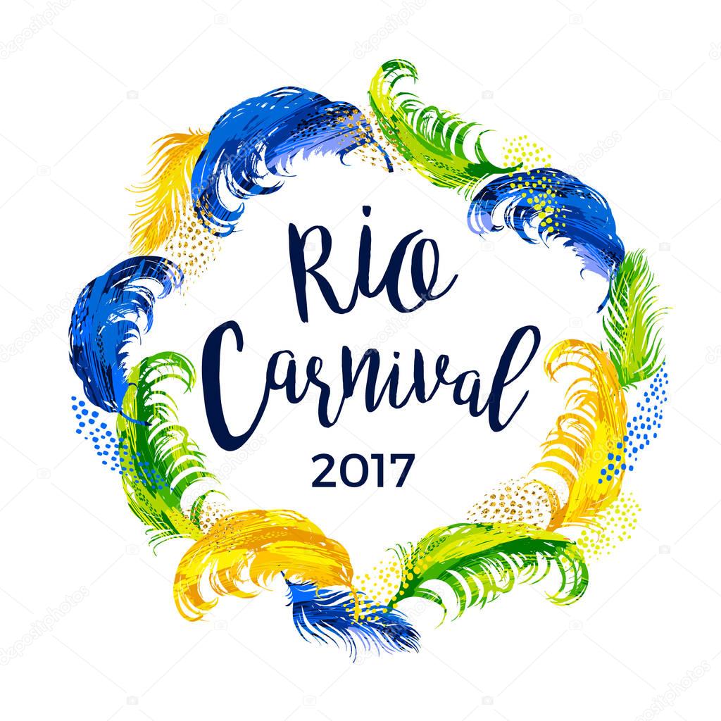 Carnival. lettering design with feather frame.