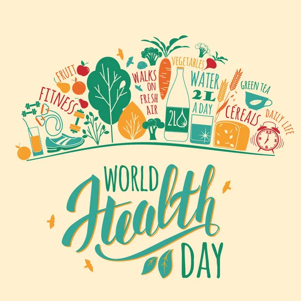 Día mundial de la salud vector ilustración. — Vector de stock