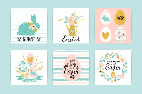 Buona Pasqua. Modelli vettoriali con disegno lettering — Vettoriale Stock