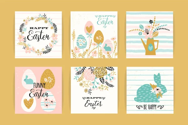 Happy Easter. Vector templates with lettering design — Stock Vector