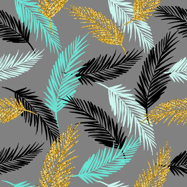 Modèle exotique sans couture avec des silhouettes de feuilles de palmier . — Image vectorielle