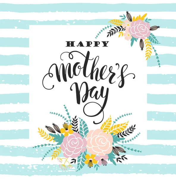 Поздравительная открытка на день матери с цветами . — стоковый вектор