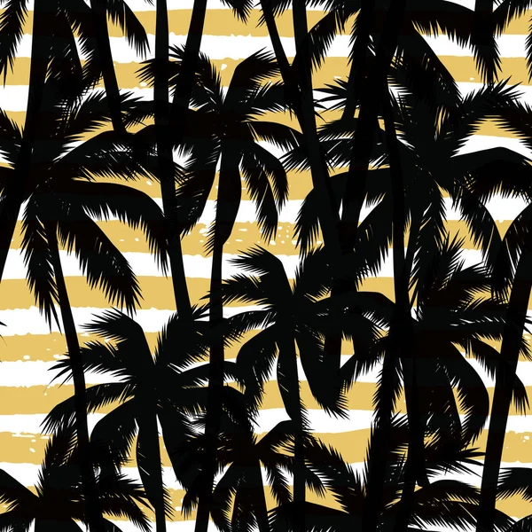 Trendy naadloze exotische patroon met palmbomen en geometrische elementen. — Stockvector
