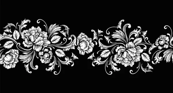 Broderie Design de style baroque. Frontière sans couture. Vecteur — Image vectorielle