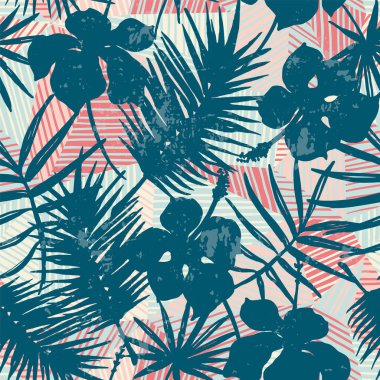 Tropikal bitkilerle kusursuz egzotik desen.