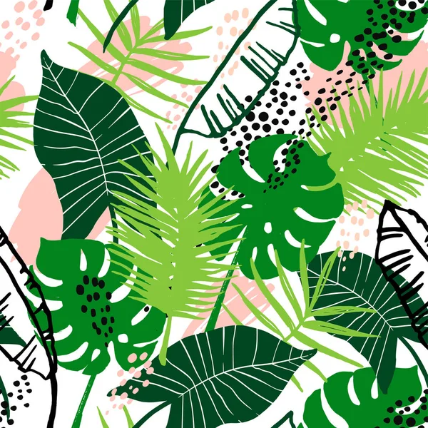 Seamless exotic pattern with tropical plants. — Stock Vector