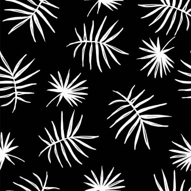 Seamless egzotik modeli ile tropikal palmiye yaprakları.