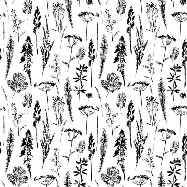 Soyut botanik seamless modeli. Vektör bitkisel arka plan.