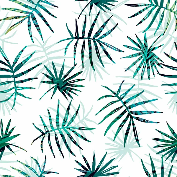 Бесшовный экзотический узор с тропическими пальмовыми листьями . — стоковый вектор