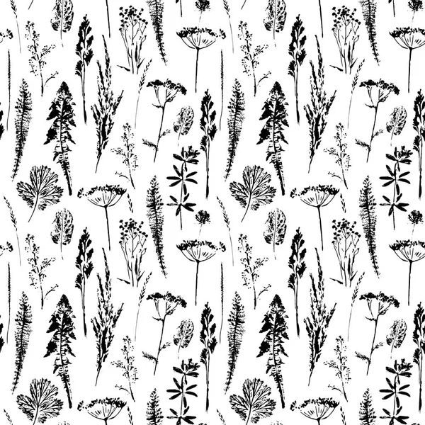 Soyut botanik seamless modeli. Vektör bitkisel arka plan.