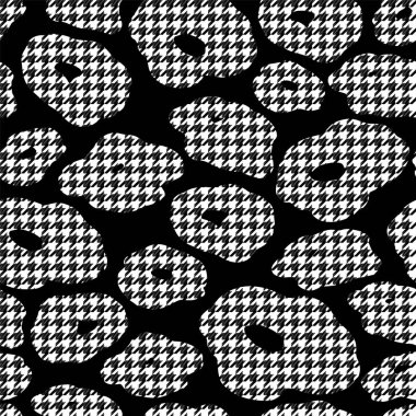 Av köpekleri-diş ekose desenli soyut çiçek.