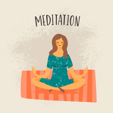 meditasyon kadın vektör çizim.