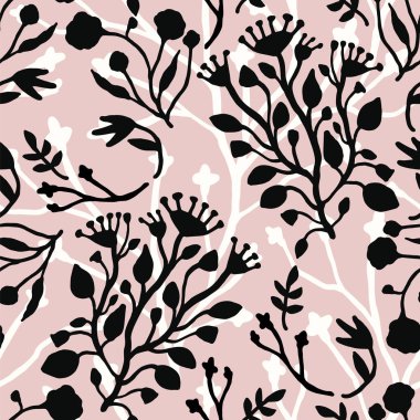 Dokular soyut çiçek seamless modeli son moda el ile çizilmiş.